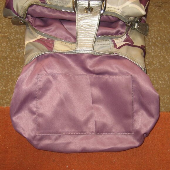 Authentic COACH Soho Satin Scarf Print Bag, Purple Silver, ##F17406 - Picture 11 of 13